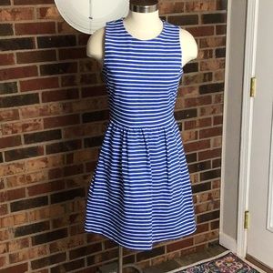 J.crew blue & white heavy cotton slub dress with pockets. Size small.